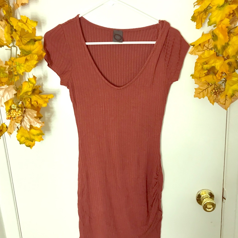 Burgundy Cinched Mini Dress
